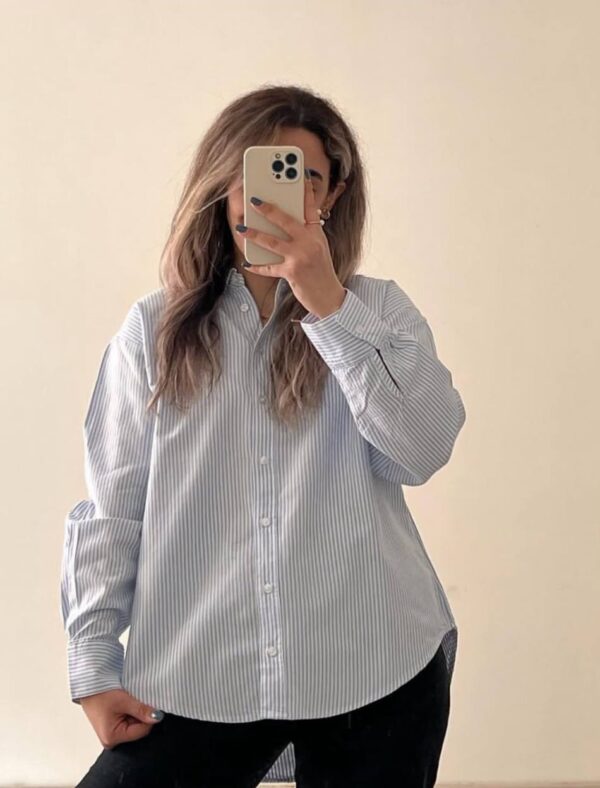 شومیز ابی کمرنگ راه ریز H&M